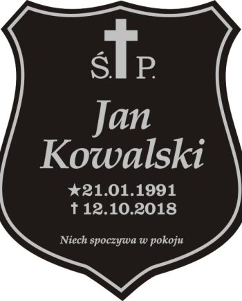 Tabliczka na grób - grawerowana czarna tarcza lub prostokąt